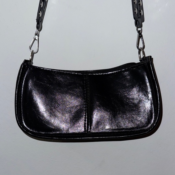 Black Faux Leather Shoulder Bag - Picture 2 of 5